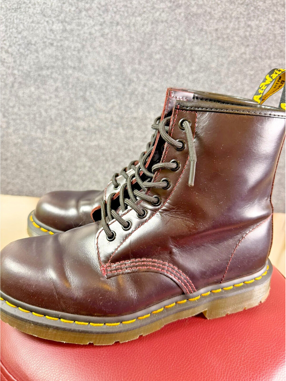 Dr Martens 1460 SR Slip Resistant Work Boots Cherry Red Leather Mens 9 Womens 10